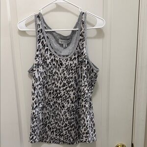 Women’s 2x  Live Love Lounge Karen Neuburger Grey Leopard  Tank Plus Size Soft